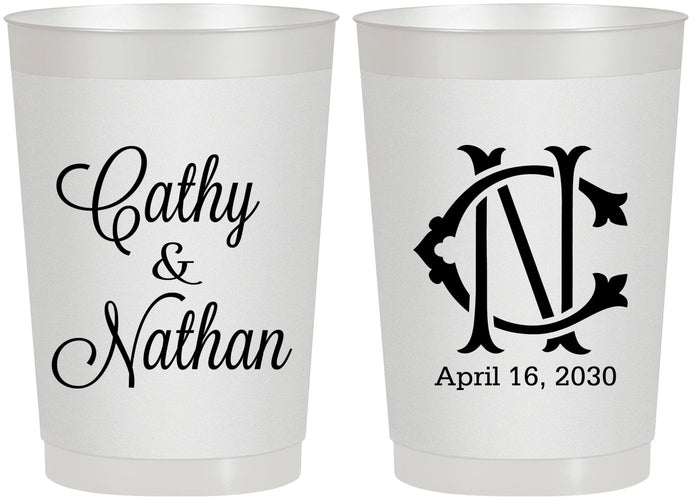Personalized Wedding 22 oz Frosted Cups - Two Letter Monogram | 807