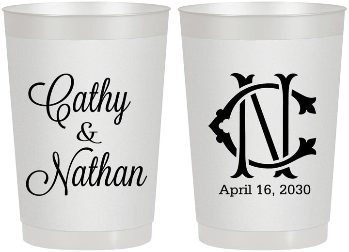 Personalized Wedding 22 oz Frosted Cups - Two Letter Monogram | 807