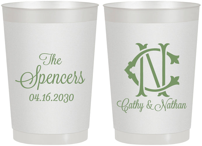 Personalized Wedding 22 oz Frosted Cups - Two Letter Monogram | 808