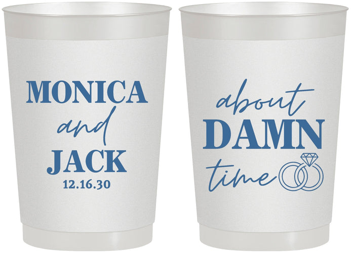 Personalized Wedding 22 oz Frosted Cups - About Damn Time | 809