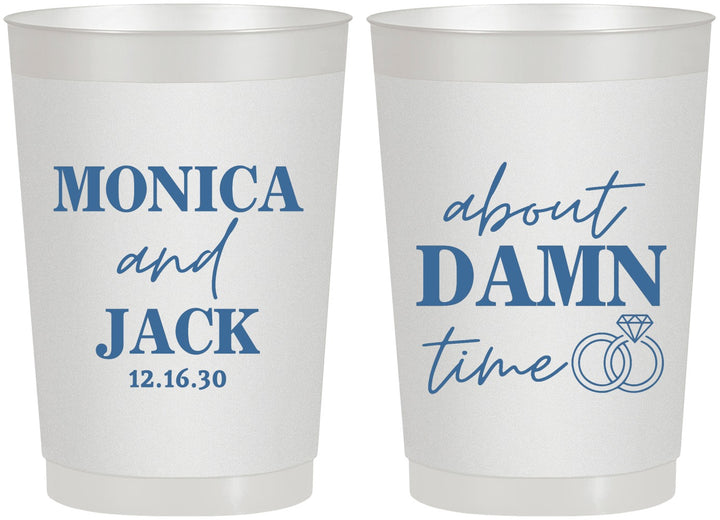 Personalized Wedding 22 oz Frosted Cups - About Damn Time | 809
