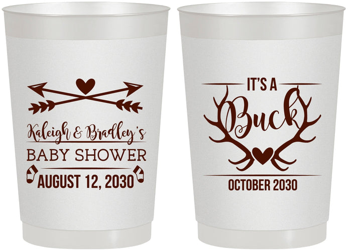 Personalized Baby Shower 22 oz Frosted Cups - It’s A Buck Antler | 90000
