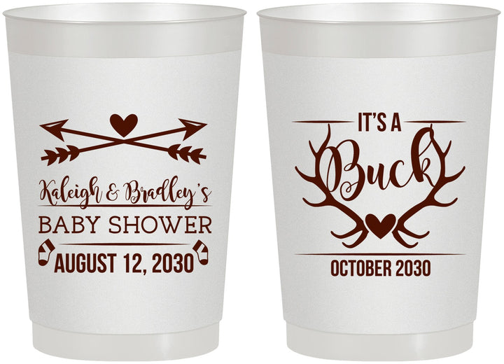 Personalized Baby Shower 22 oz Frosted Cups - It’s A Buck Antler | 90000