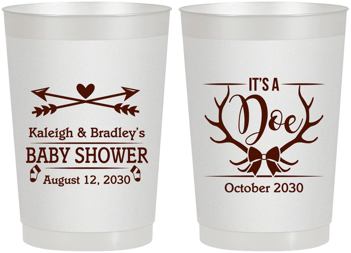 Personalized Baby Shower 22 oz Frosted Cups - It’s A Doe Antler | 90001