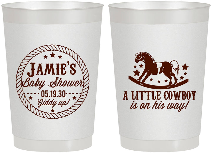 Personalized Baby Shower 22 oz Frosted Cups - Little Cowboy | 90003