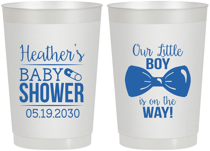 Personalized Baby Shower 22 oz Frosted Cups - Little Boy Is On The Way | 90005
