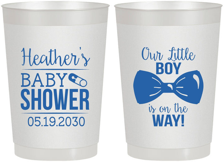 Personalized Baby Shower 22 oz Frosted Cups - Little Boy Is On The Way | 90005