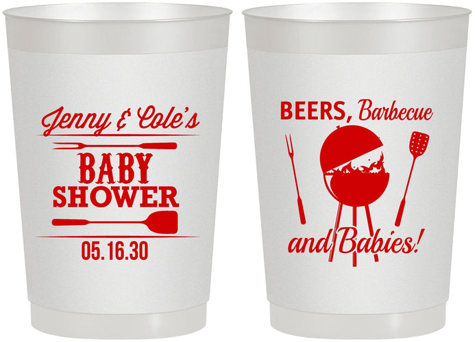 Personalized Baby Shower 22 oz Frosted Cups - Beers Bbq Babies | 90006
