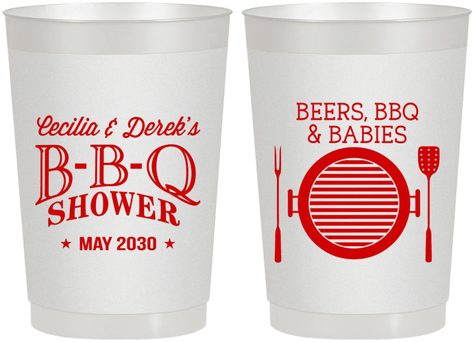 Personalized Baby Shower 22 oz Frosted Cups - Beers Bbq Babies | 90007