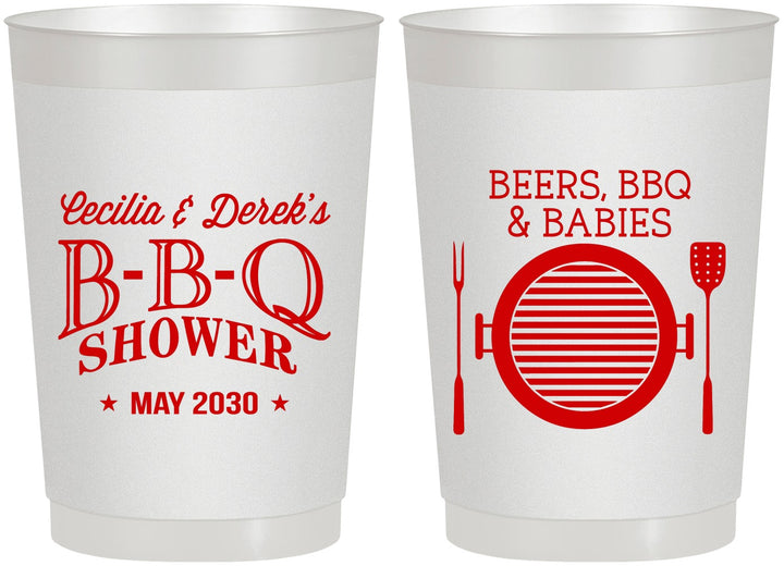 Personalized Baby Shower 22 oz Frosted Cups - Beers Bbq Babies | 90007