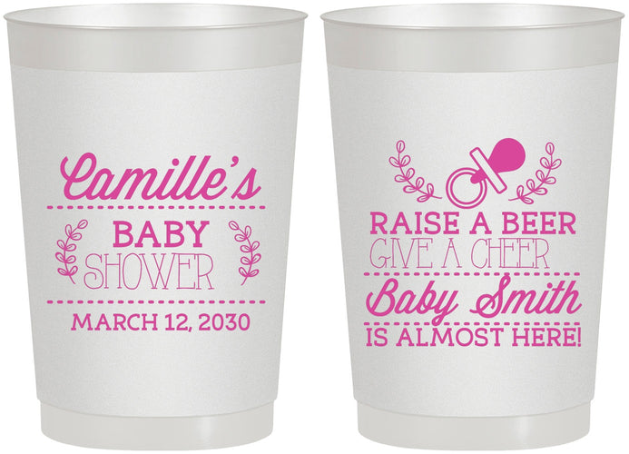 Personalized Baby Shower 22 oz Frosted Cups - Raise A Beer | 90008