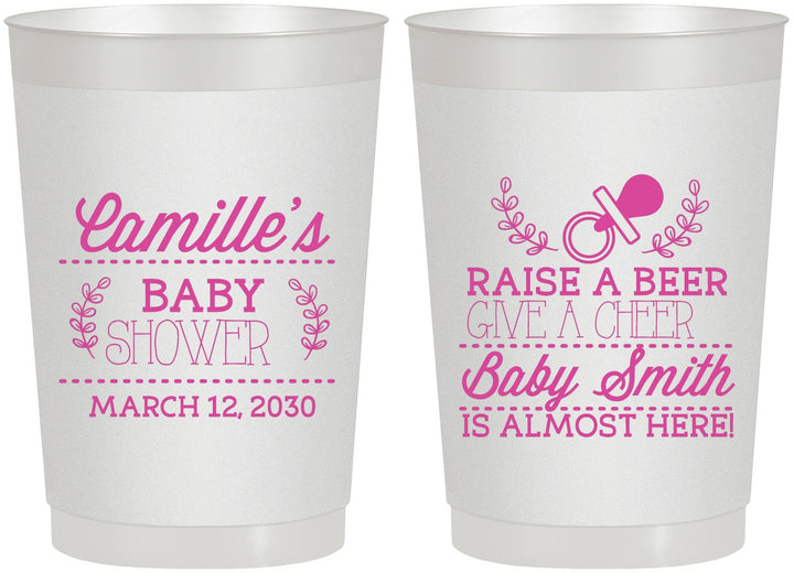 Personalized Baby Shower 22 oz Frosted Cups - Raise A Beer | 90008