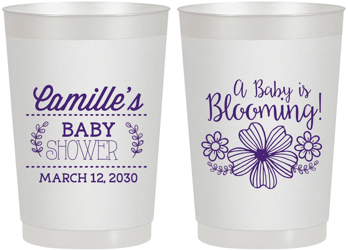 Personalized Baby Shower 22 oz Frosted Cups - Blooming | 90009