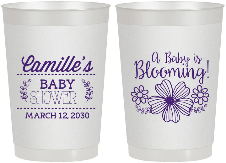 Personalized Baby Shower 22 oz Frosted Cups - Blooming | 90009