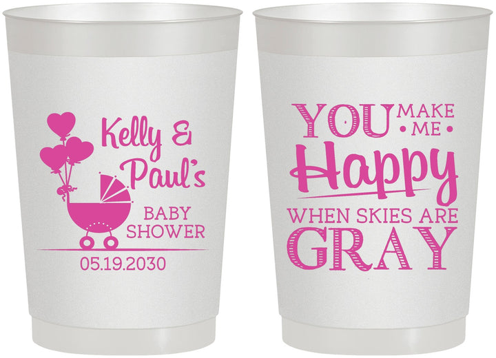 Personalized Baby Shower 22 oz Frosted Cups - You Make Me Happy | 90010