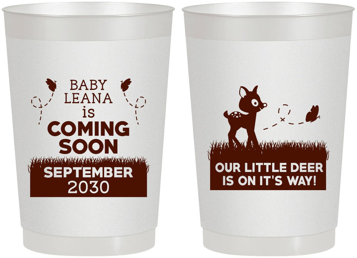 Personalized Baby Shower 22 oz Frosted Cups - Little Deer On The Way | 90011