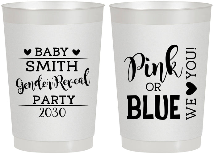 Personalized Baby Shower 22 oz Frosted Cups - Gender Reveal Pink Or Blue | 90012