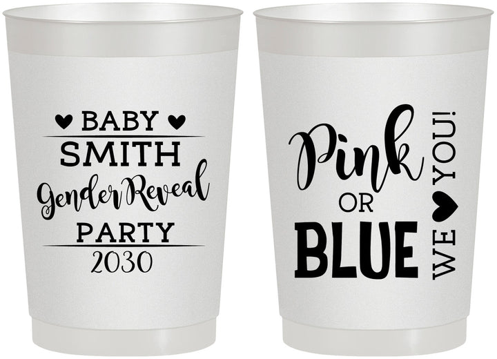 Personalized Baby Shower 22 oz Frosted Cups - Gender Reveal Pink Or Blue | 90012