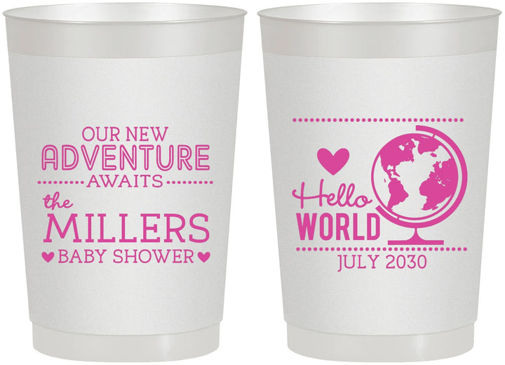 Personalized Baby Shower 22 oz Frosted Cups - Hello World | 90013
