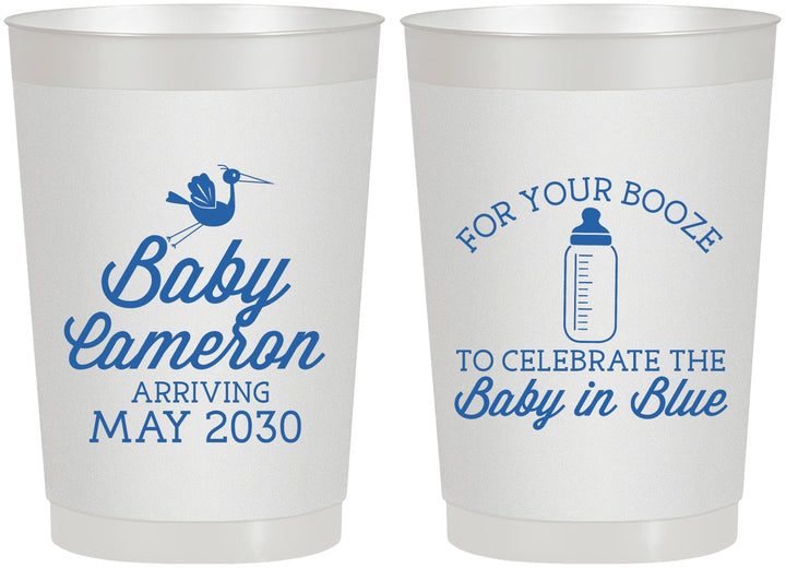 Personalized Baby Shower 22 oz Frosted Cups - Booze Baby In Blue | 90015