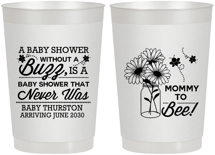 Personalized Baby Shower 22 oz Frosted Cups - Mommy To Bee | 90016