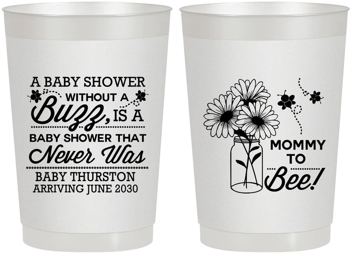 Personalized Baby Shower 22 oz Frosted Cups - Mommy To Bee | 90016