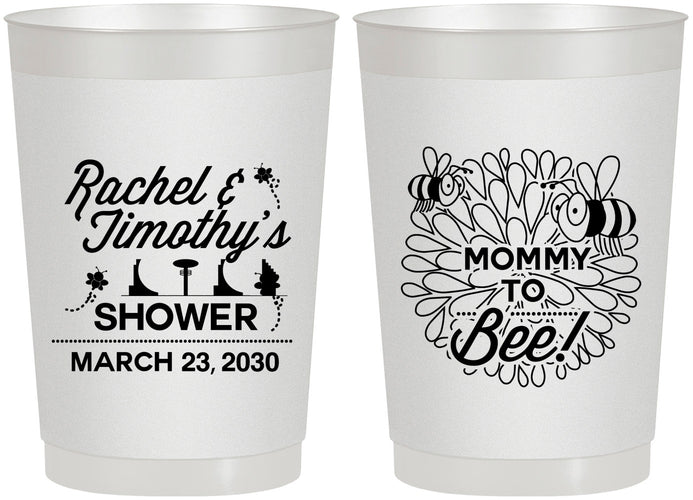 Personalized Baby Shower 22 oz Frosted Cups - Mommy To Bee | 90017