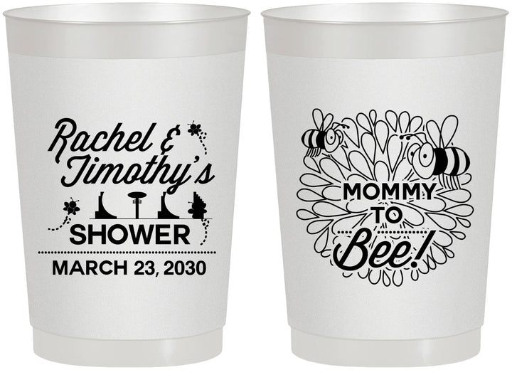 Personalized Baby Shower 22 oz Frosted Cups - Mommy To Bee | 90017