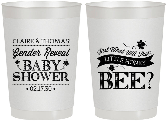 Personalized Baby Shower 22 oz Frosted Cups - Little Honey Bee | 90018