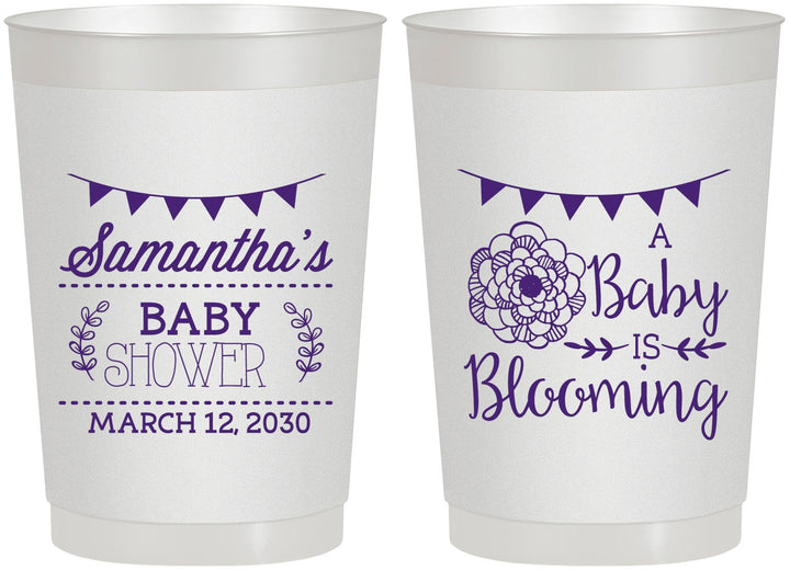 Personalized Baby Shower 22 oz Frosted Cups - Blooming | 90020