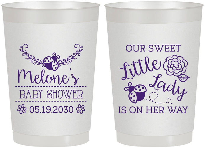 Personalized Baby Shower 22 oz Frosted Cups - Little Lady On The Way | 90021