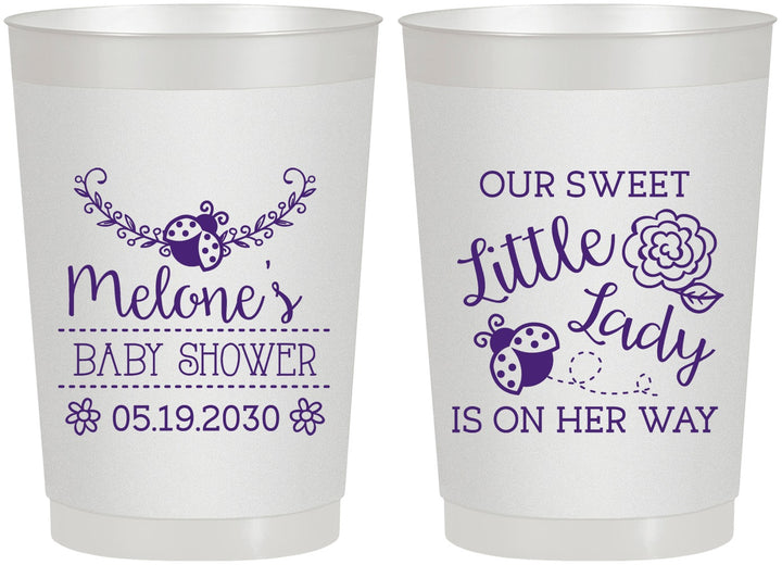 Personalized Baby Shower 22 oz Frosted Cups - Little Lady On The Way | 90021