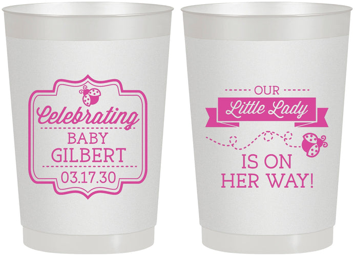 Personalized Baby Shower 22 oz Frosted Cups - Little Lady On The Way | 90022