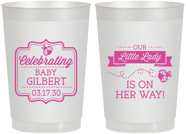 Personalized Baby Shower 22 oz Frosted Cups - Little Lady On The Way | 90022