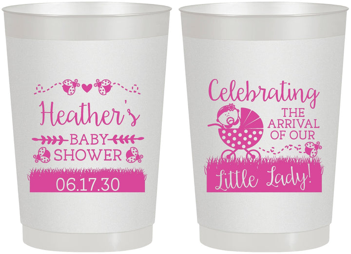 Personalized Baby Shower 22 oz Frosted Cups - Little Lady On The Way | 90023