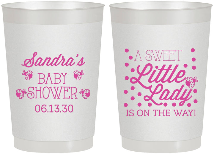 Personalized Baby Shower 22 oz Frosted Cups - Sweet Little Lady | 90024