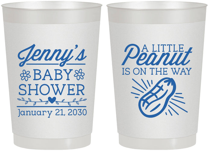 Personalized Baby Shower 22 oz Frosted Cups - Peanut On The Way | 90025