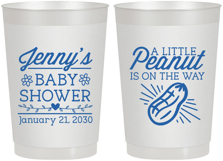 Personalized Baby Shower 22 oz Frosted Cups - Peanut On The Way | 90025