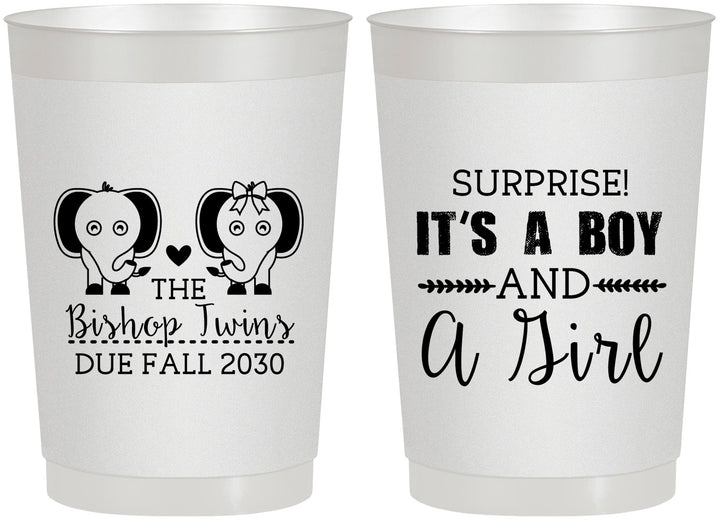 Personalized Baby Shower 22 oz Frosted Cups - Twins Boy And Girl | 90026