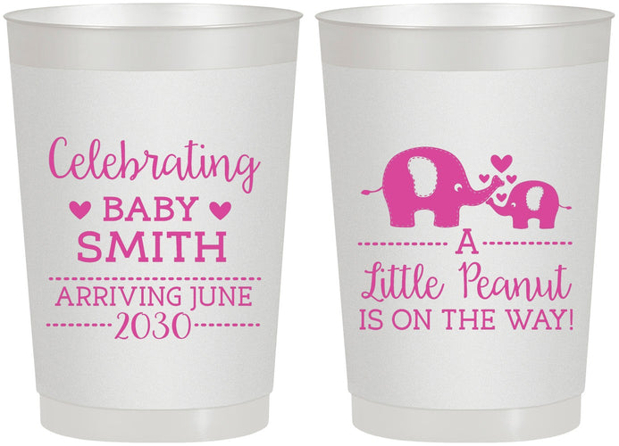 Personalized Baby Shower 22 oz Frosted Cups - Peanut On The Way | 90027