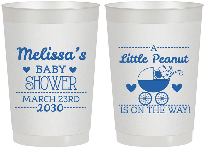 Personalized Baby Shower 22 oz Frosted Cups - Peanut On The Way | 90028
