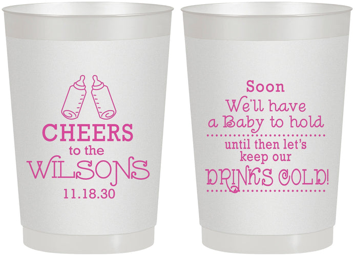Personalized Baby Shower 22 oz Frosted Cups - Cheers Bottle | 90031