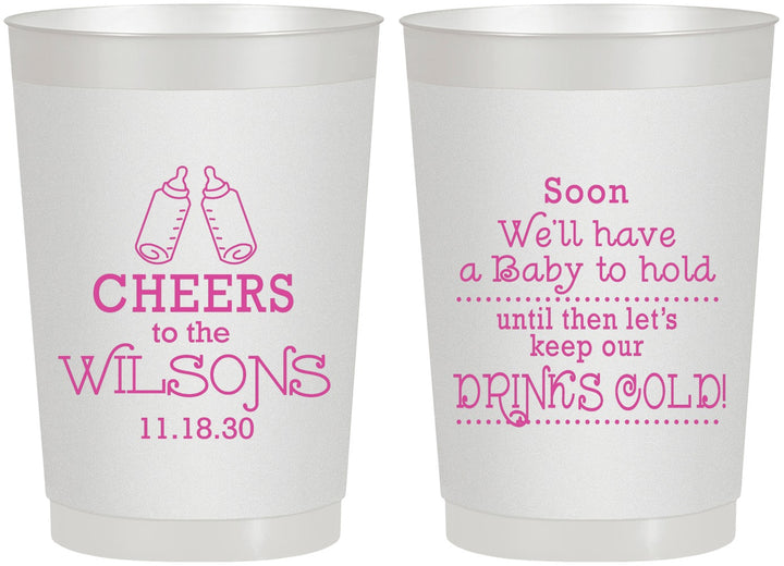 Personalized Baby Shower 22 oz Frosted Cups - Cheers Bottle | 90031