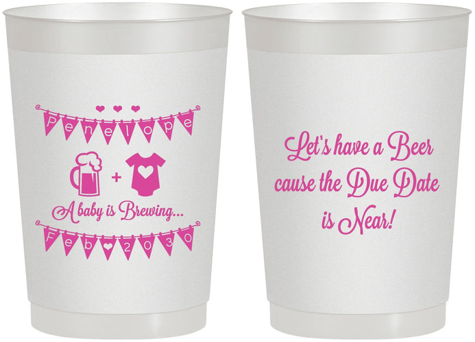 Personalized Baby Shower 22 oz Frosted Cups - Beer Due Date Is Near | 90032