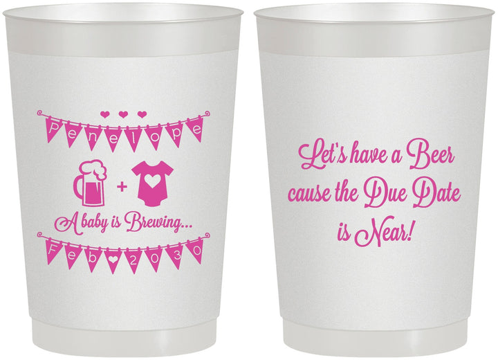 Personalized Baby Shower 22 oz Frosted Cups - Beer Due Date Is Near | 90032