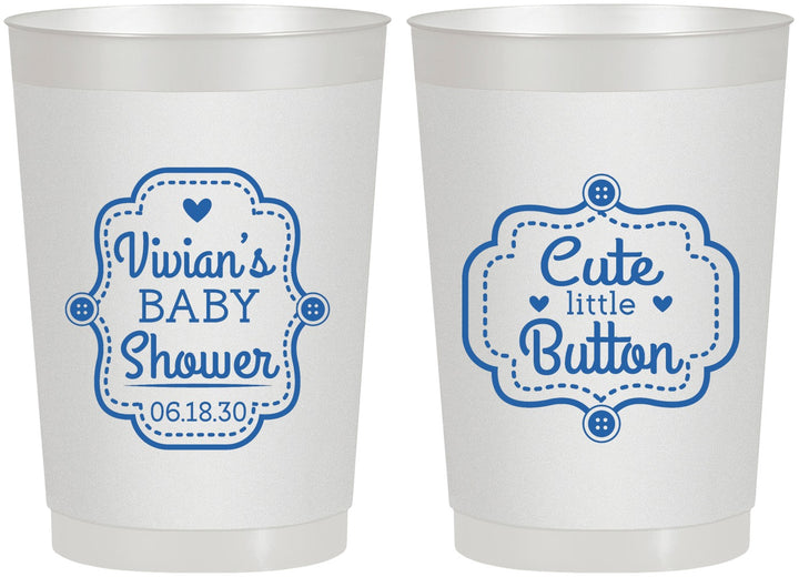Personalized Baby Shower 22 oz Frosted Cups - Cute Little Button | 90035