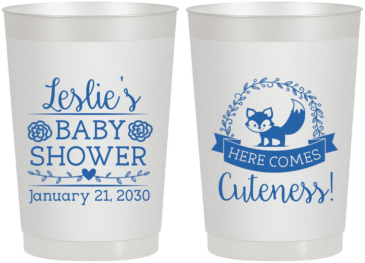 Personalized Baby Shower 22 oz Frosted Cups - Fox Cuteness | 90036