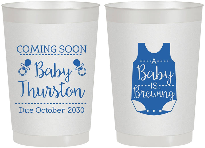 Personalized Baby Shower 22 oz Frosted Cups - Baby Is Brewing | 90039