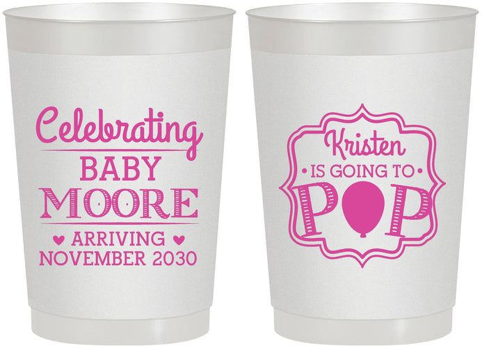 Personalized Baby Shower 22 oz Frosted Cups - Going To Pop | 90040