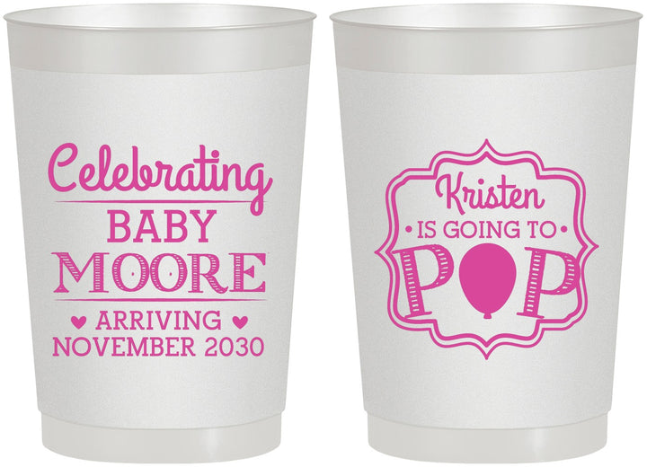 Personalized Baby Shower 22 oz Frosted Cups - Going To Pop | 90040